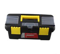 Boîte à outils en plastique à deux couches de 25,4 cm pour outils et accessoires, noir avec loquets sécurisés, charnières métalliques robustes et poignée renforcée, paquet (sans couche intérieure)