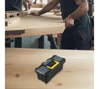 Boîte à outils en plastique de 25,4 cm avec deux couches, charnières métalliques et système de verrouillage sécurisé pour un rangement sûr des outils agricoles et agricoles (pas de couche intérieure)