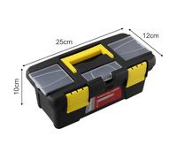 Boîte à outils en plastique double couche de 25,4 cm avec fermeture de sécurité, poignée renforcée et charnières métalliques, boîte de rangement robuste pour outils et accessoires (pas de couche