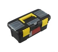 Boîte à outils en plastique double couche de 25,4 cm avec fermeture de sécurité, poignée renforcée et charnières métalliques, boîte de rangement robuste pour outils et accessoires (couche intérieure)