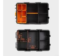 Boîte à outils en plastique noir et orange avec séparateurs réglables pour pièces de quincaillerie et vis, grande capacité pour électriciens et bricoleurs (S)