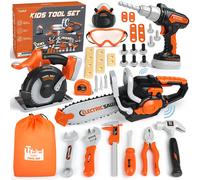 Boîte à outils, jouets pour enfants à partir de 3 ans, ceinture à outils pour enfants, tronçonneuse, perceuse pour enfants, scie circulaire, jouets pour enfants à partir de 3, 4, 5, 6 ans BOÎTE À OUTI