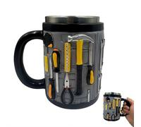 Boîte à outils mécanique Tasse à café unique en céramique pour homme, papa, mari, bricoleur, cadeau d'anniversaire, 325 ml, grande poignée en C, impression double face, passe au lave-vaisselle et au