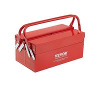 Boîte à Outils Métal 355,6 mm-VEVOR-Caisse à Outils 2 Niveaux, Organisateur Coffre Outils Pliable 2 Plateaux, Couvercle Rabattable