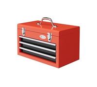 Boite à outils métallique caisse à outils 3 tiroirs + plateau tapis EVA poignée tôle acier rouge noir