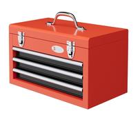 Boite à outils métallique caisse à outils 3 tiroirs + plateau tapis EVA poignée tôle acier rouge noir