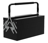 DURHAND Boite à outils métallique - coffret à outils - caisse à outils 3 niveaux 5 plateaux rétractables - tôle acier noir