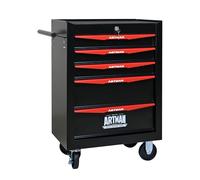 Boîte à Outils Métallique Mobile avec 5 Tiroirs, 20 Pouces, Armoire à Outils en Acier avec Roues à Roulements à Billes, Organiseur de Rangement pour Garage, Atelier, Noir et Rouge