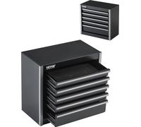 Boîte à outils métallique VEVOR, boîte à outils portable 8,6 pouces en métal, acier robuste avec ouverture à roulement à billes et revêtement par poudre, noir