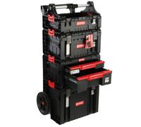 Kit boîte à outils sur roues, double tiroir, organisateur de boîte à outils, boîte avec poignée H 139 cm, kit modulaire, garage atelier PRO