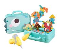 Boîte à Outils Montessori avec perceuse, 233 pièces/Ensemble de perceuse et vis en Plastique Amusantes pour Enfants avec Carte de Dinosaure, Outil, Jouet différentes Formes et Plus Encore, boîte é