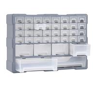 Boîte à outils multi-tiroirs avec 38 tiroirs - 52 x 16 x 37,5 cm - Gris - En polypropylène robuste - Empilable et verrouillable - Pour atelier, garage, ménage, bricolage et artisans