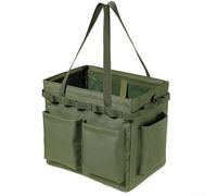 Boîte à outils multifonction pour camping avec 20 trous de suspension et 4 poches utilitaires pour barbecue et activités de plein air (vert armée)