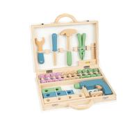 Small Foot 11505 Boîte à Outils scandinave, en Bois, Set de vis, 32 pièces Jouets, Multicolore