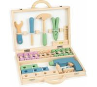 Small Foot Design Boîte à outils 11505 scandinave en bois, set de vis 32 pièces, multicolore