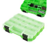 Boîte à outils portable - 32 x 27 x 8 cm - 34 compartiments - Organisateur transparent avec séparateurs amovibles - Rangement de pièces pour douilles, petites vis, clous, boulons et quincaillerie