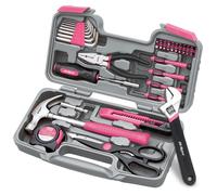 Boîte à Outils Rose 39 pcs - Kit d’Outils pour Madame avec Caisse à Outils Portable Complete-Pince,Marteau,Tournevis et Jeu d'Outils