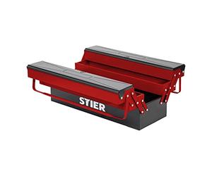 Boîte à outils STIER vide, tôle d'acier, 520x190x200 mm, 5 compartiments, valise à outils, idéale pour ranger et trier les outils