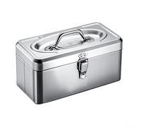 Boîte à outils verrouillable en métal avec poignée robuste, étui de rangement multifonction portable pour la maison, l'atelier et les projets de bricolage, organiseur sécurisé avec intérieur spacieux