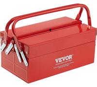 Boîte à outils VEVOR 355,6x200x165mm, 2 couches, 3 compartiments, acier revêtu par poudre, caisse à outils pour la maison, l'usine, l'entrepôt, l'atelier de réparation, rouge