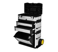 Boîte à outils - vidaXL - 3 parties - Argent - Acier inoxydable - Roues en caoutchouc