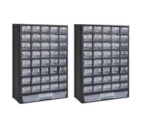 Boîte à outils - vidaXL - 41 tiroirs - Plastique - Noir - 2 pcs