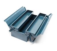 Boite à outils vide 420x200x160 mm en Acier avec 3 Compartiments Caisse pour outils avec Poignée