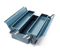 Boite à outils vide 420x200x160 mm en Acier avec 3 Compartiments Caisse pour outils avec Poignée