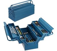 Boîte à outils vide bleu grand 5 compartiments caisse à outils mallette à outils coffre de rangement outillage 53x20x20cm garage atelier