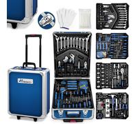 TRESKO Valise multi outils 949 pièces Argente Boite à Outils Coffre en Acier Chromé Vanadium et Trolley