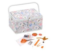 Hobby Gift Boîte de rangement exclusive pré-remplie avec kit de couture 94 pièces inclus, 18.5 x 25.5 x 14.5cm, fait maison