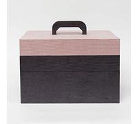 Boîte à ouvrage pour matériel de loisirs créatifs Korbond - Rose - 2 plateaux de rangement superposés, avec couvercle et poignée de transport - Boîte à couture