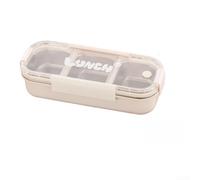 Boîte à Pain 26.5cm avec Fourchette et Cuillère Boîte à Pain(White B) | Design compartimenté, sépare les aliments, évite pour mélange saveurs, couvercle sécurisé, transport sûr