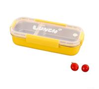 Boîte à Pain 26.5cm avec Fourchette et Cuillère Boîte à Pain(Yellow A) | Design compartimenté, sépare les aliments, évite pour mélange saveurs, couvercle sécurisé, transport sûr