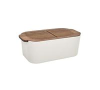 HOME DECO FACTORY Boîte à pain KA0356 Couvercle acacia, hermétique, planche 30x20 cm Blanc/Marron