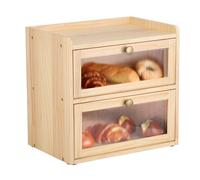 Boite a Pain Boîte à Pain de Mie Bois Huche à Pain Vintage Rangement Cuisine Countertop Conteneur de Stockage de Pain avec Porte