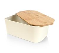 Vilde Boîte à pain rectangulaire - planche en bambou, couleur crème - 33 x 18,5 x 12 cm