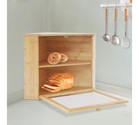 Boîte à pain DescriptionCette boîte à pain à deux niveaux est fabriquée en bambou de haute qualité et présente un design simple et élégant qui s'harmonise avec tous les styles de décoration. Sa face a