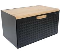 Boîte à pain en acier inoxydable et bois - Blanc et noir Noir