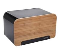 KINGHOFF Boîte à pain KH-1071 Acier 35 x 20,4 x 21,5 cm Design contemporain Couvercle bois Noir