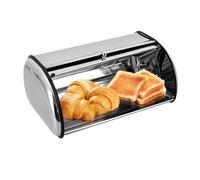 Boîte à pain en acier inoxydable avec couvercle enroulable - Avec fenêtre visible - Boîte de rangement avec couvercle enroulable pour comptoir de cuisine, stockage du pain, de la confiture, du pain (5