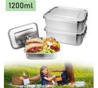 Boîte à pain en acier inoxydable Yakimz,Boîte à lunch durable pour bureau école pique-nique,2x 1200ml