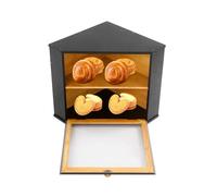 Boîte à pain en bambou à 2 niveaux, en bois, avec fenêtre, pour cornes, petits pains, 32 x 32 x 34 cm