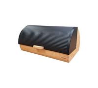 briebe Nordic Boîte à Pain en Bois de Bambou, Couvercle Coulissant pour Conserver le Painen, Bread Box pour le Rangement des Viennoiseries, Design Nordique Moderne, Noir