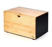 VILDE Boîte à pain Moderne en Bambou et Métal - Design élégant - ouverture double - conserve la fraîcheur du pain