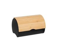 - Boîte à Pain en Métal "Bambou" 32cm Noir & Naturel