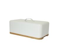 Boîte à pain en métal blanc et bois naturel 33 x 18 x 14 cm