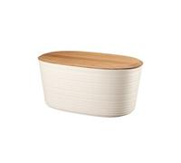 Guzzini - Tierra, Récipient à Pain en Plastique Recyclé avec Couvercle à Hacher en Bambou - Blanc Lait, 39,2 x 23,2 x h19cm, 10 lt - 179600156