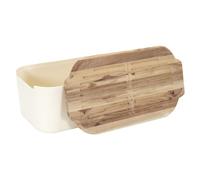 HOME DECO FACTORY Boîte à pain KA0356 Couvercle acacia, hermétique, planche 30x20 cm Blanc/Marron