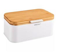 Boîte à pain - KINGHOFF - KH-1795 - Acier inoxydable - Couvercle en bambou - Design contemporain